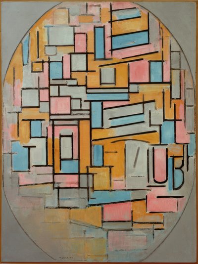 Compositie in ovaal met kleurvlakken 2 door Piet Mondrian